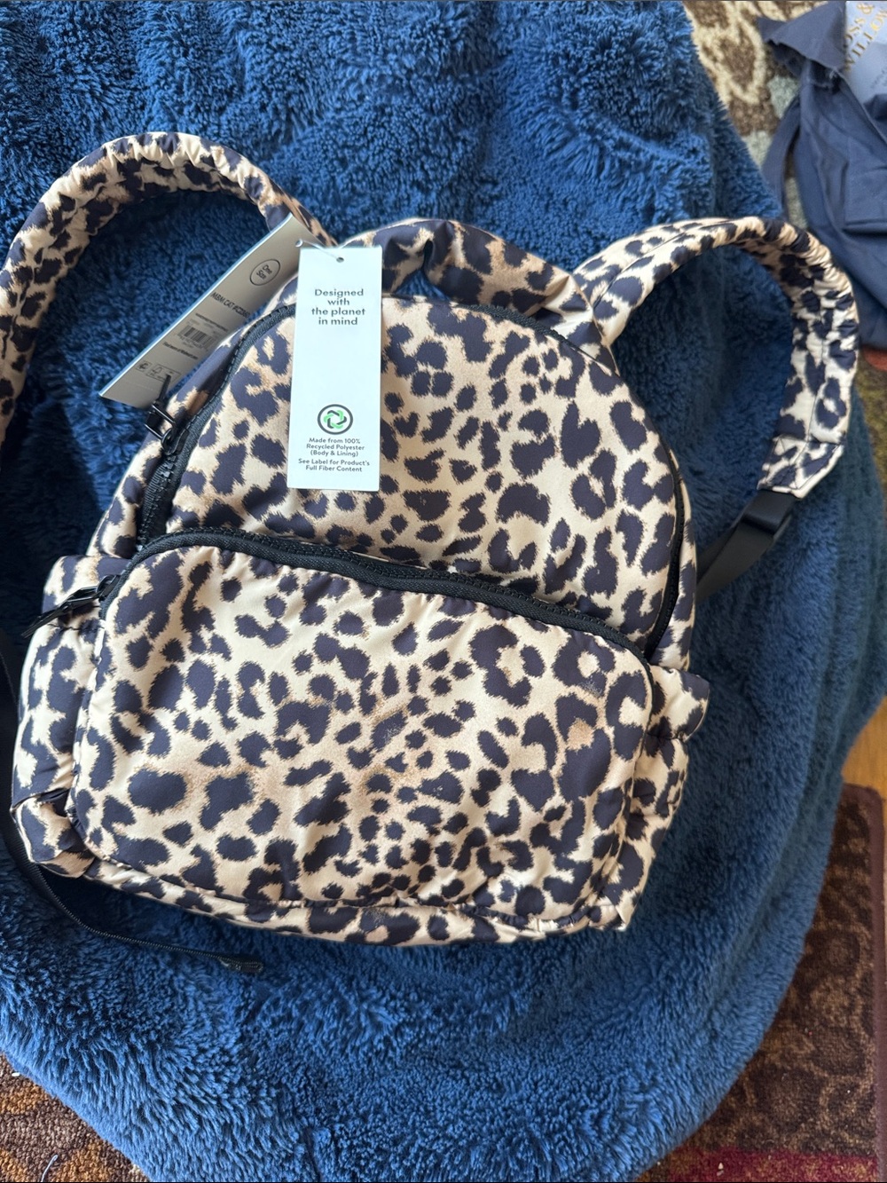 No Boundaries Women's Hands Free Puffy Leopard Print Mini Backpack NWT